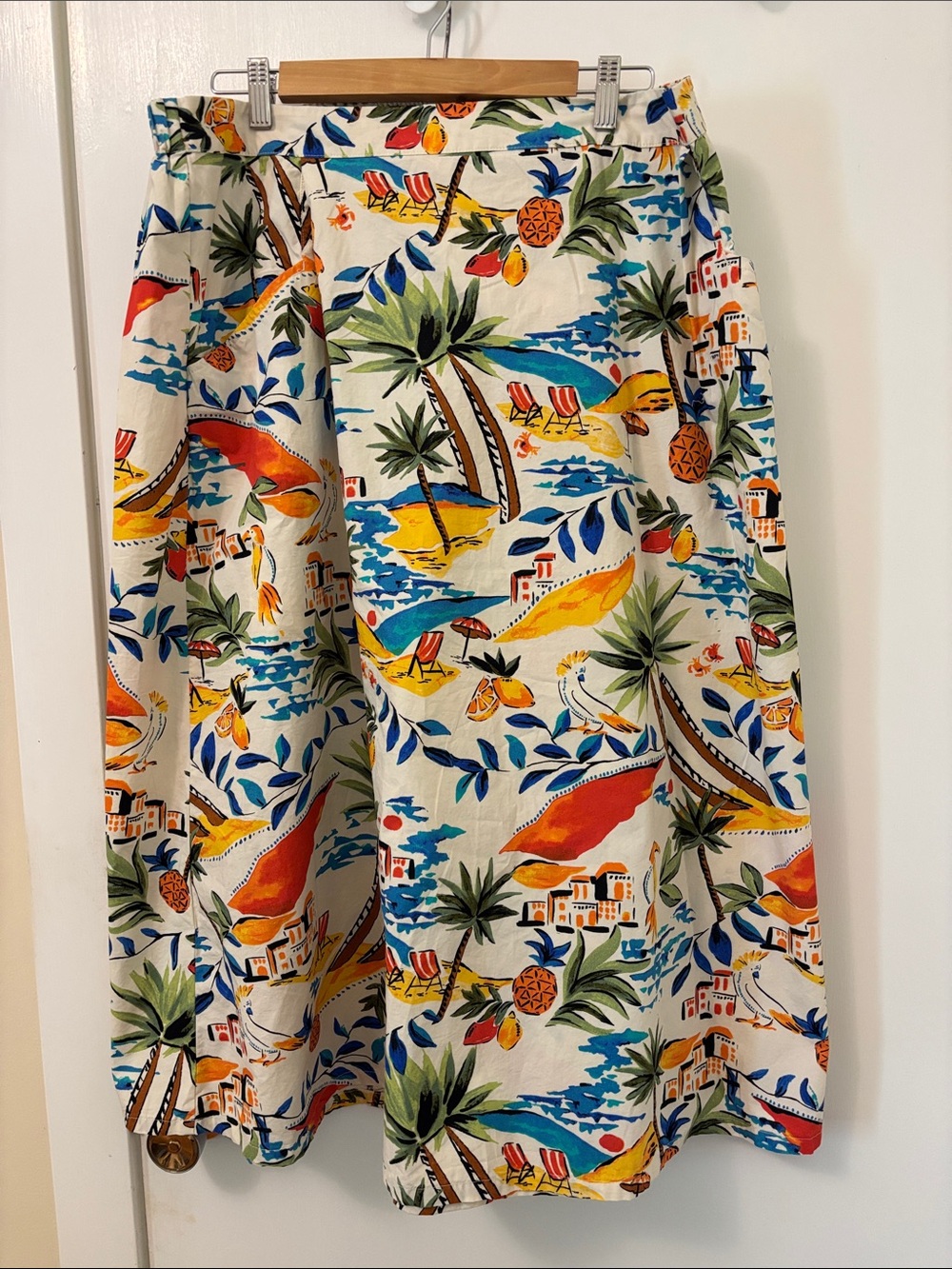 Tropical Print A-Line Skirt - Multi